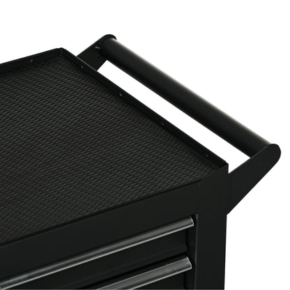 DURHAND 7-Drawer Rolling Tool Chest on Wheels, Lockable Tool Cabinet with Side Handle, Metal Tool Box Trolley for Garage, Workshop, Matte Black