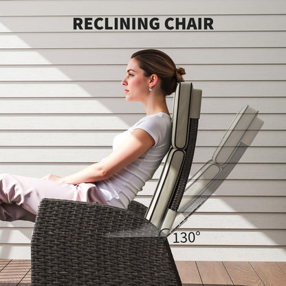 Outsunny 5-Piece Rattan Garden Furniture Set with Cushions - Brown 