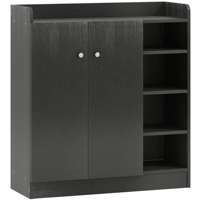 HOMCOM Shoe Storage Cabinet with Adjustable Shelves - Black 