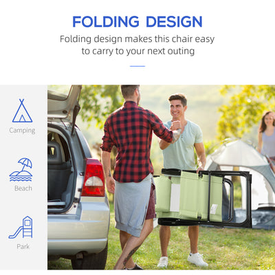 Outsunny Folding Garden Chairs Set of 2, 5-Position Recliner Camping Chair with High Back, All Weather Texteline Seat, Portable Outdoor Dining Chairs with Headrests for Patio, Picnic, Green 