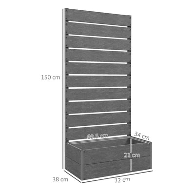 Outsunny 34 x 69.5cm Garden Planter Box, with Back Trellis, Grey 