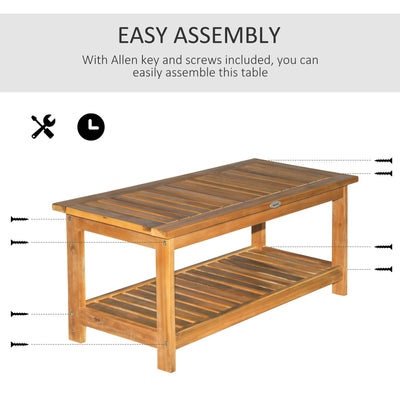 Outsunny 45 x 90cm Acacia Wood Two-Tier Garden Table 