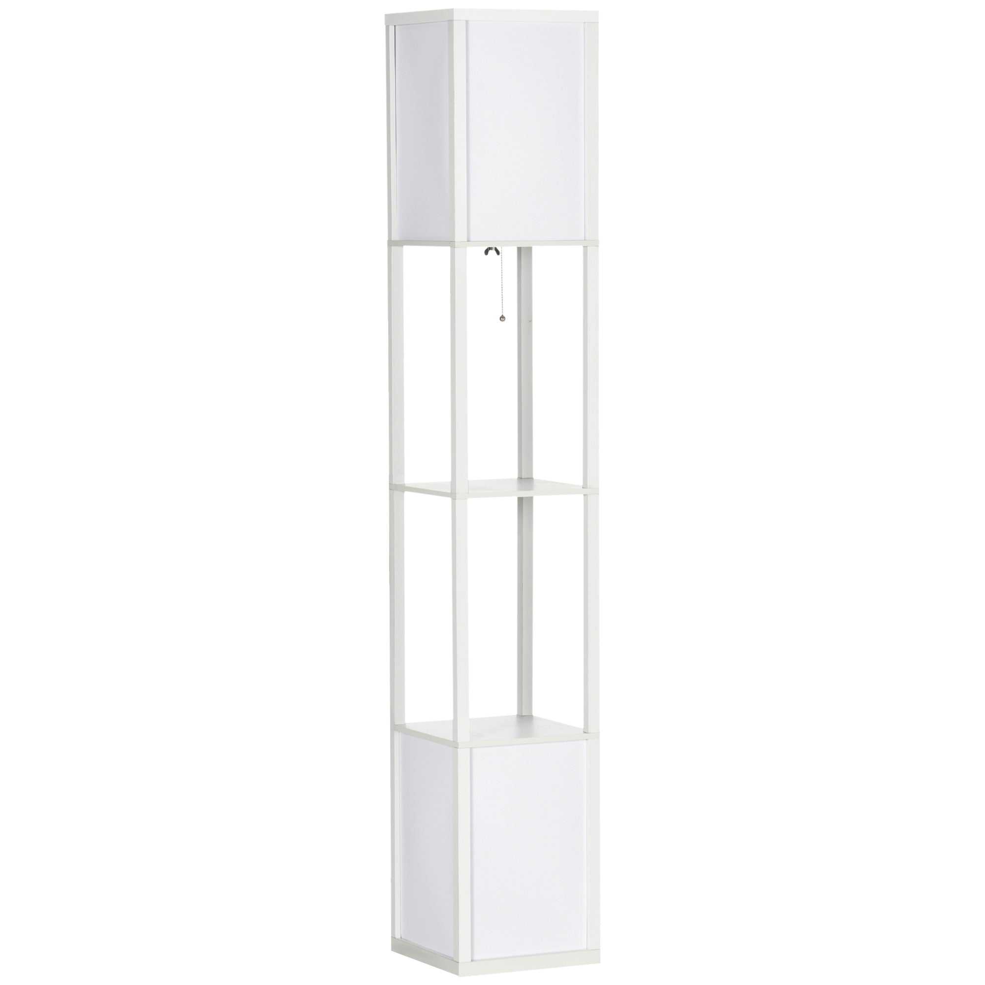 HOMCOM 156cm Floor Lamp Shelving Unit - White 