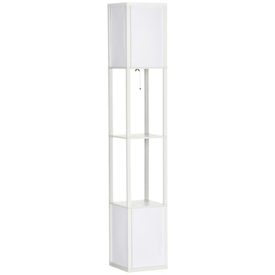 HOMCOM 156cm Floor Lamp Shelving Unit - White 