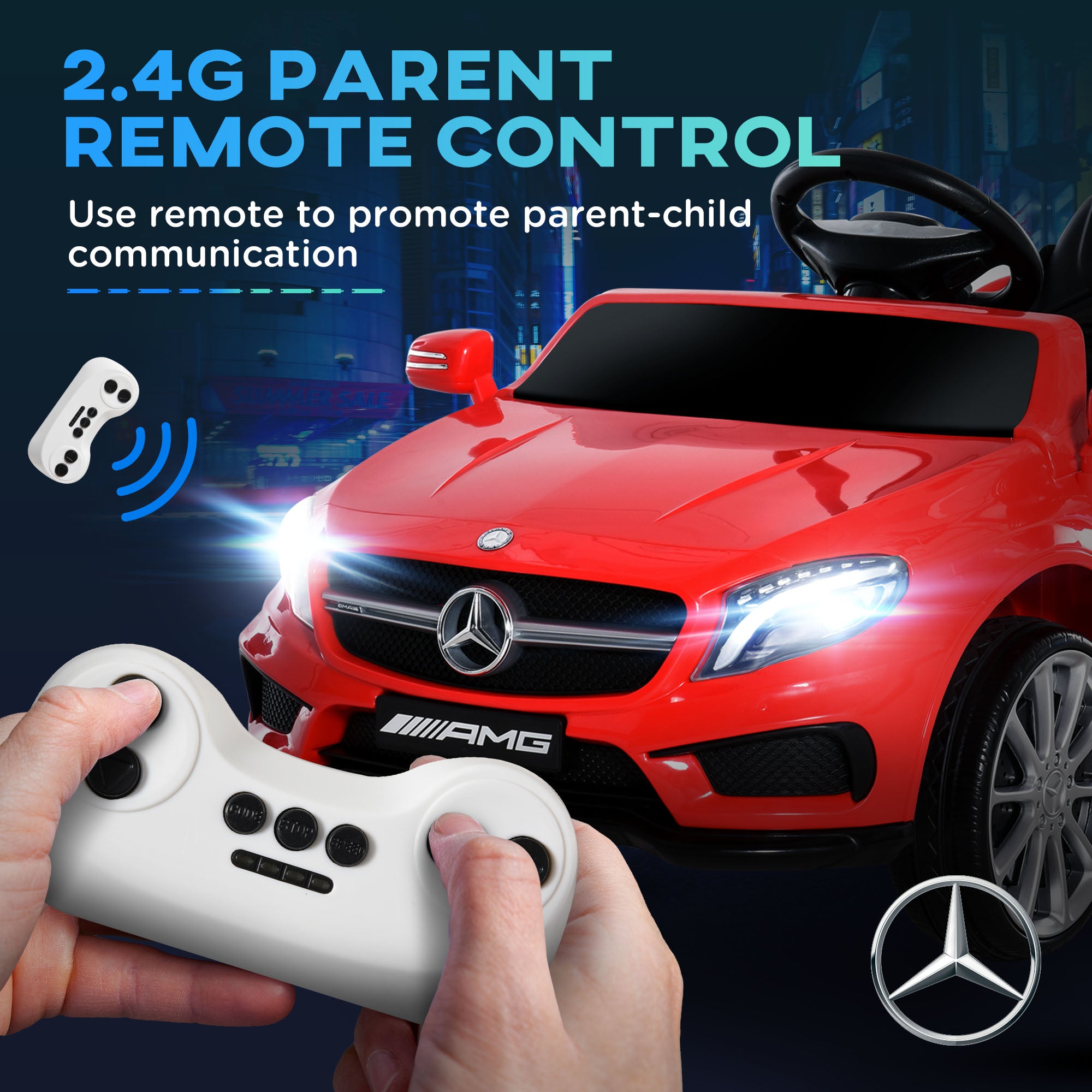 HOMCOM Kids Electric Car Kids Ride-On Car 6V Licensed Mercedes Benz-Red 