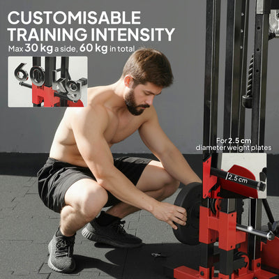 SPORTNOW Power Tower with Lat Pull Down Machine, Pull Up Bar, Dip Station, Adjustable Height Power Pack for Home Gym 