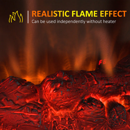 HOMCOM 1000W/2000W Freestanding Electrical Fireplace Indoor Heater Stove Log Wood LED Burning Effect Flame with Thermostat Control Black 