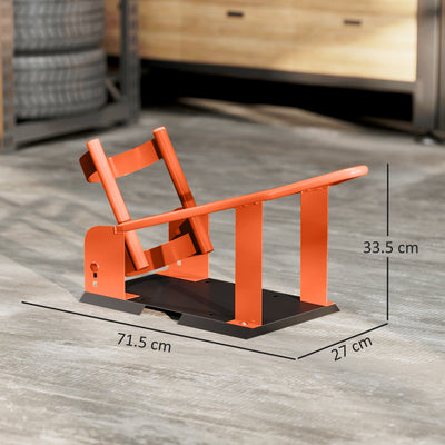 HOMCOM Motorcycle Wheel Chock, 816.5 kg Capacity Heavy Duty Steel Motorcycle Front Wheel Chock Holder with 3 Height Adjustable Holes, Fits 381-533.4 mm Wheels, Orange 