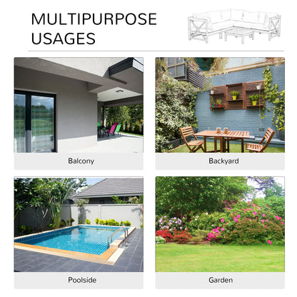 Outsunny 6 PCS Elegant Wood Frame Outdoor Patio Dining Set w/ Cushions Coffee Table Garden Furniture Sofa Comfort Balcony Patio Cream White 