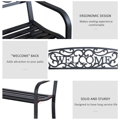 Outsunny 126Lx60Wx85H cm Steel Bench-Black 