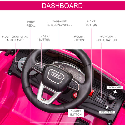 HOMCOM Audi RS Q8 6V Kids Electric Ride On Car Toy w/ Remote USB MP3 Bluetooth Pink 