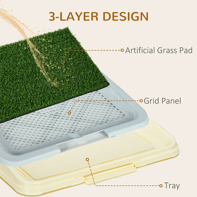 PawHut Puppy Training Pad, Indoor Portable Puppy Pad, with Artificial Grass, Grid, Panel, Tray, 63 x 48.5cm 