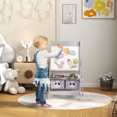 AIYAPLAY 3-In-1 Kids Easel with Paper Roll, Art Easel, with Storage - Grey 