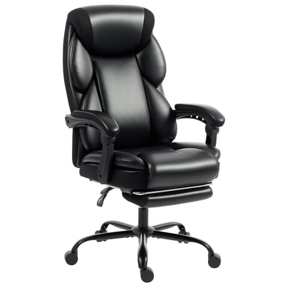 HOMCOM Adjustable Office Chair Reclining Computer Desk Chair with Footrest, Armrest, Casters, Black 