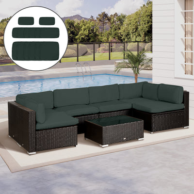 Outsunny Garden Rattan Sofa Cushion Polyester Cover Replacement Outdoor- No Cushion Included, Dark Grey 