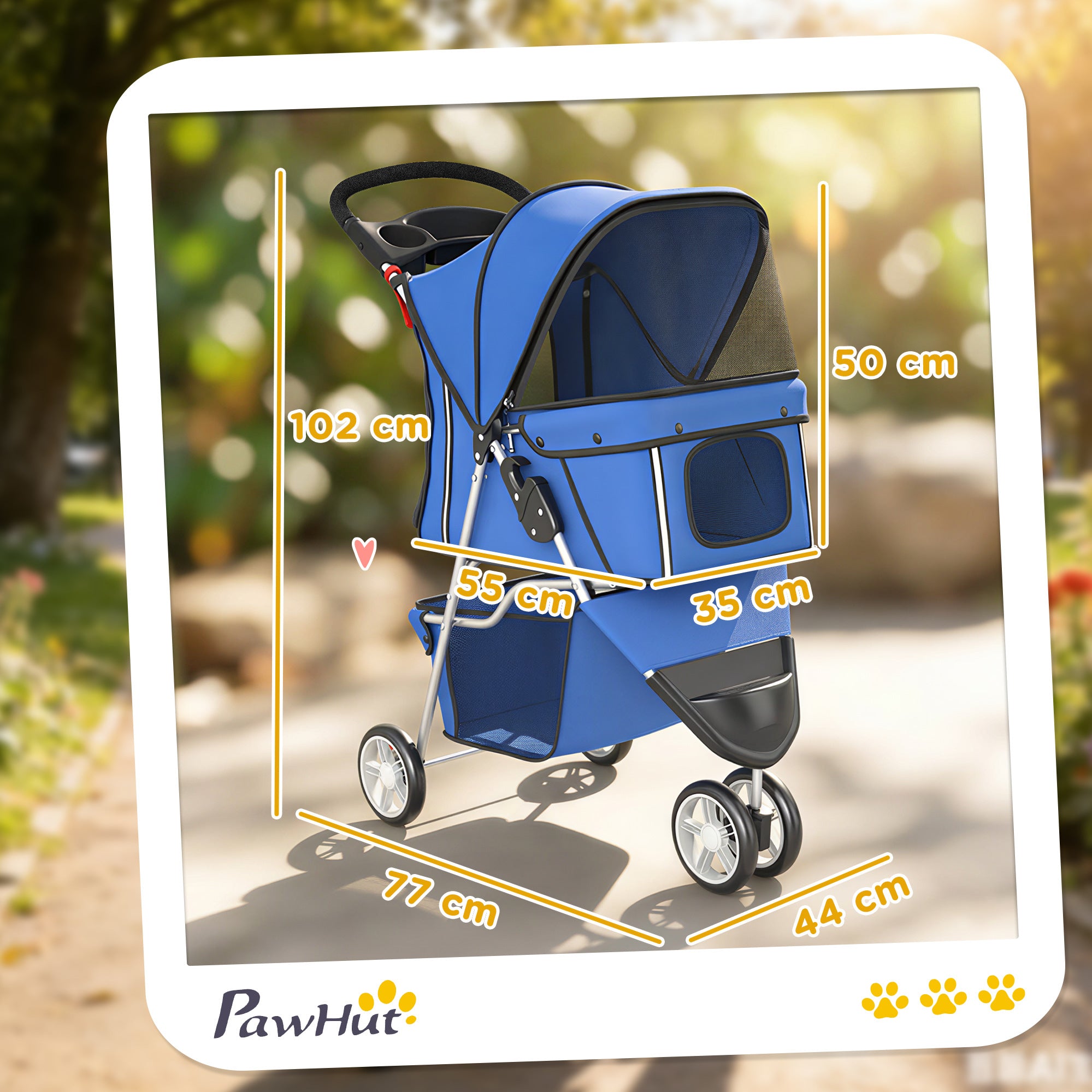 PawHut 3 Wheel Pet Stroller for Small and Miniature Dogs, Blue 