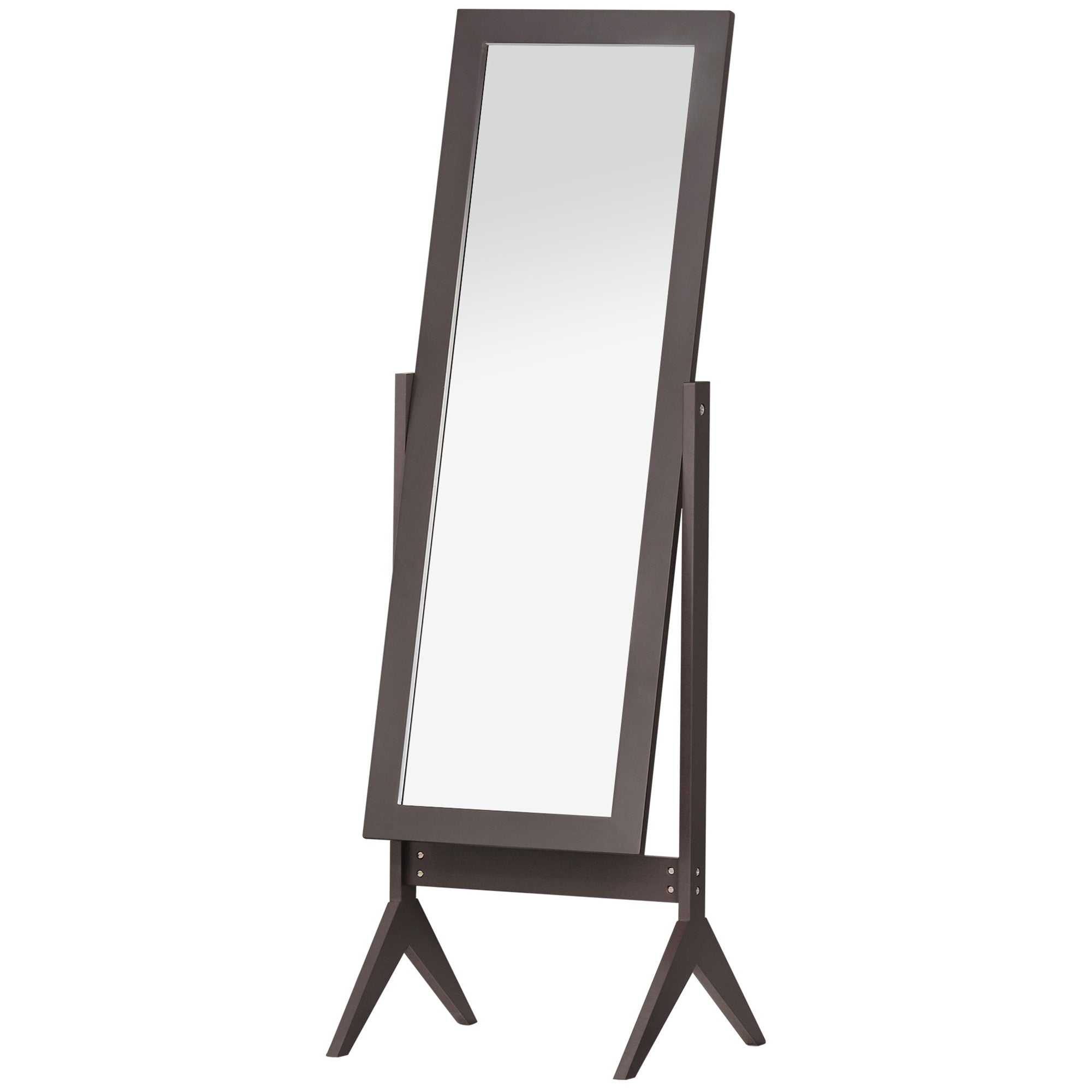 HOMCOM Freestanding Dressing Mirror Bedroom Tall Adjustable Angle 148x47cm Brown 