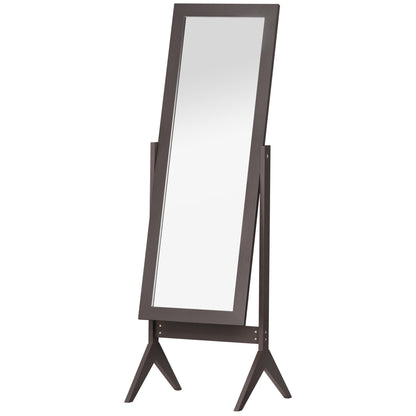 HOMCOM Freestanding Dressing Mirror Bedroom Tall Adjustable Angle 148x47cm Brown 