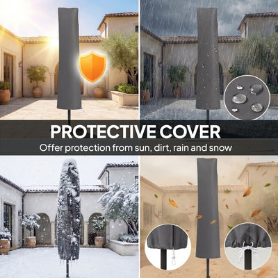 Outsunny 3 m Cantilever Parasol with Protective Cover and Wind Ropes, Banana Parasol with Crank Handle, Khaki 
