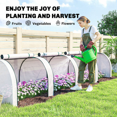 Outsunny 395 x 100 cm Low Tunnel Greenhouse - White