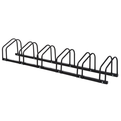 HOMCOM Bike Stand Parking Rack Floor or Wall Mount Bicycle Cycle Storage Locking Stand 179L x 33W x 27H (6 Racks, Black) 