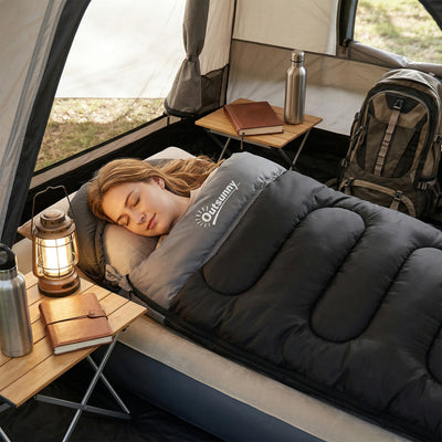 Outsunny Sleeping Bag for Adults, Lightweight & Compact Sleeping Bag, 3 Seasons, Black 