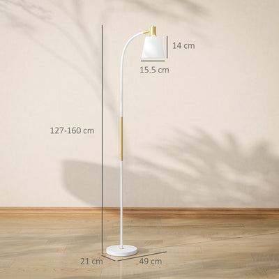 HOMCOM Floor Lamp for Living Room, Spotlight Reading Standing Lamp with Adjustable Height, Rocker on/off Switch, Indoor Task Lighting for Bedroom, Office,  White (Bulb not Included) 