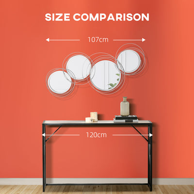 HOMCOM Metal Wall Art Modern Decorative Mirror Decor Hanging Home Wall Sculptures for Living Room Bedroom Dining Room, Silver 