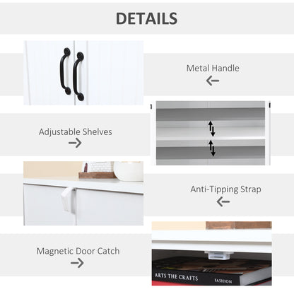 HOMCOM Accent Floor Storage Cabinet Kitchen Cupboard with Adjustable Shelves and 2 Lower Doors, White 