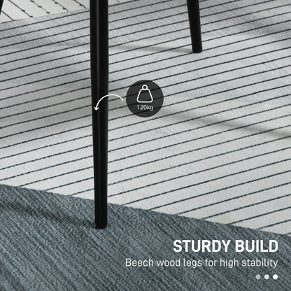 HOMCOM Dining Chairs Set of 4, Upholstered Linen Fabric Kitchen Chairs with Metal Legs for Living Room Dining Room, Light Grey