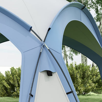 Outsunny 3.5 x 3.5M Camping Gazebo, Outdoor Event Shelter Dome Tent Garden Sun Shelter Patio Spire Arc Pavilion Camp Sun Shade, Light Blue 