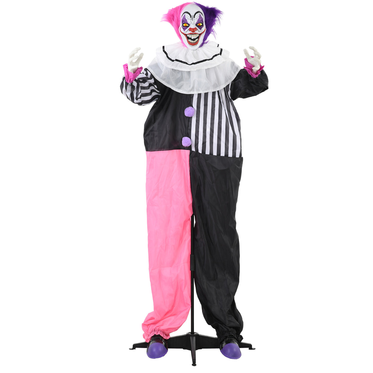 HOMCOM 5'6" Scary Laughing Clown Halloween Animatronic, with Glowing Eyes 