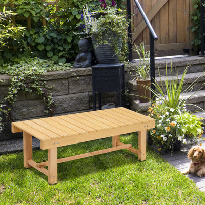 Outsunny 5 Pieces 2-seater Outdoor Indoor Wooden Garden Bench Fir Patio Loveseat, 110L x 38W x 35Hcm, Natural 