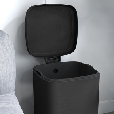 HOMCOM 12L Modern Boxy Metal Home Kitchen Bin - Black 