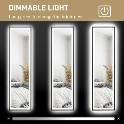 HOMCOM 150 x 40cm Full Length Mirror, with Adjustable Lights - Black 