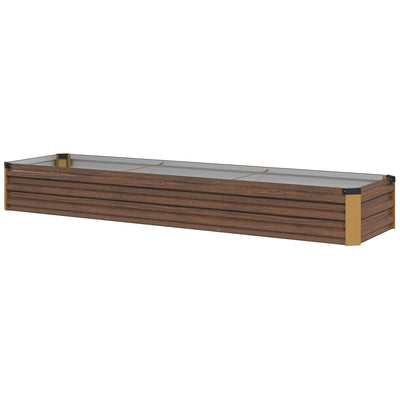Outsunny 60 x 240cm Galvanised Steel Planter, with Open Bottom, Brown 