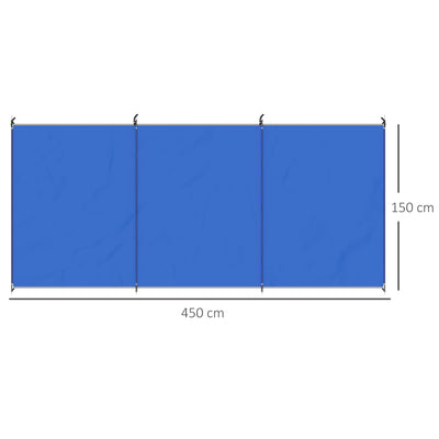 Outsunny Camping Windbreak, Foldable Portable Wind Blocker w/ Carry Bag and Steel Poles, Beach Sun Screen Shelter Privacy Wall, 450cm x 150cm 