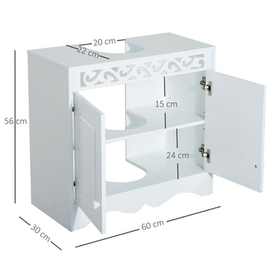 HOMCOM Bathroom Under Sink Storage Cabinet 2 Door Wooden Cupboard Vanity Units 