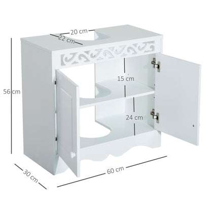 HOMCOM Bathroom Under Sink Storage Cabinet 2 Door Wooden Cupboard Vanity Units 