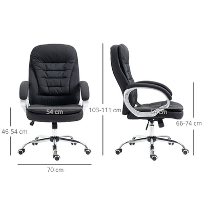 Vinsetto Executive Office Chair Task Chair for Home with Arm, Swivel Wheels, Linen Fabric, Black 