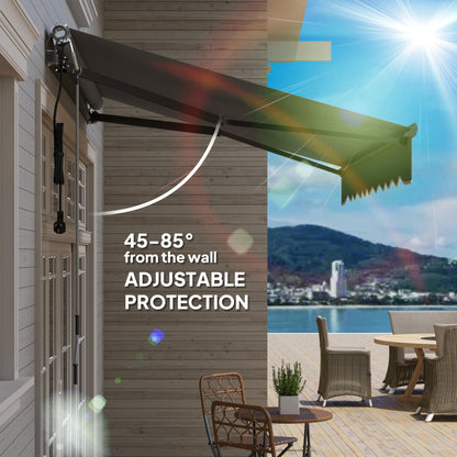 Outsunny 2.5 x 2m Electric Awning with Remote Controller, Aluminium Frame DIY Retractable Awning, UV30+ Sun Shade Canopy for Garden Patio Deck Door Window, Dark Grey 