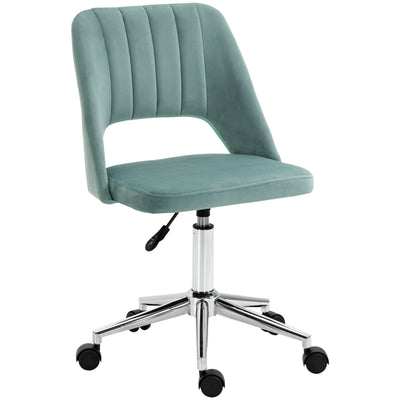 Vinsetto Mid Back Office Chair Velvet Fabric Swivel Scallop Shape Computer Desk Chair for Home Study Bedroom Green 
