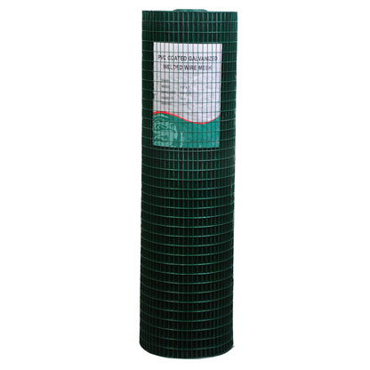 Pawhut PVC Coated Welded Wire Mesh Fencing Chicken Poultry Aviary Fence Run Hutch Pet Rabbit 30m Dark Green 