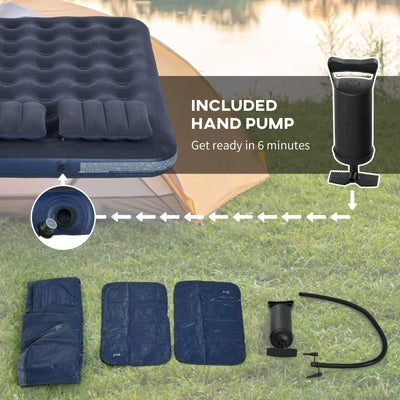 Outsunny Inflatable King Size Air Bed, with Built-In Hand Pump - Blue 