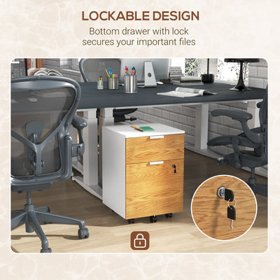 HOMCOM Two-Drawer Lockable Filing Cabinet - Wood Effect 