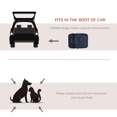PawHut Foldable Pet Carrier for Small and Miniature Dogs, Portable Cat Carrier Soft Side Pet Travel Crate with Removable Mat, Storage Bags, Breathable Mesh 60 x 41.5 x 41cm - Dark Blue 