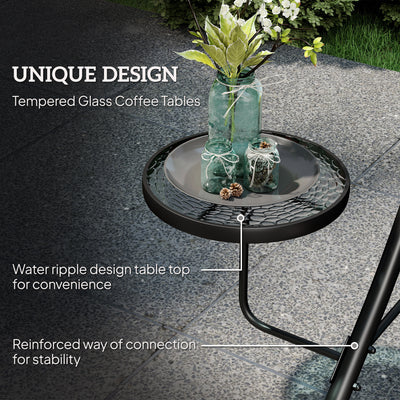 Outsunny 3 Seater Garden Swing Chair with Adjustable Canopy, Cushion and Coffee Tables for Outdoor Dark Grey 