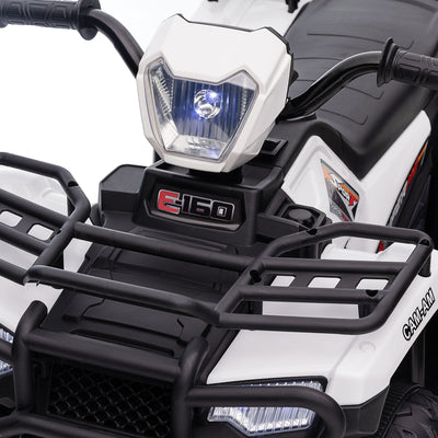 HOMCOM 12V Kids Quad Bike with Forward, Reverse Functions, Ride-On ATV w/ Music, LED, Headlights, for Ages 3-5 Years - White 