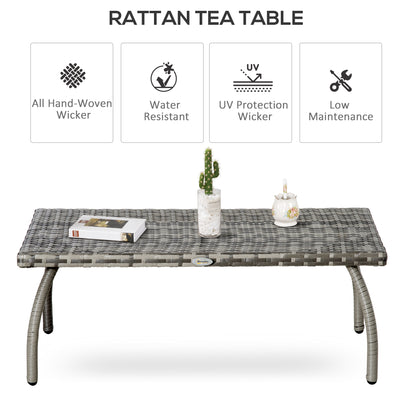 Outsunny PE Wicker Rattan Garden Coffee Table - Mixed Grey 