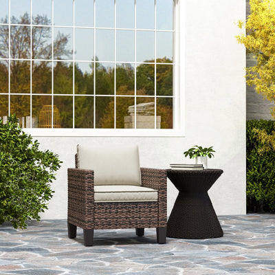 Outsunny Single Rattan Armchair, with Cushions - Brown 